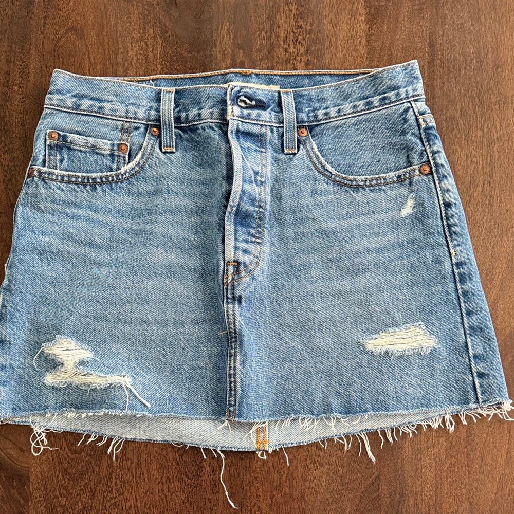 Levi's Blue Distressed Mini Skirt